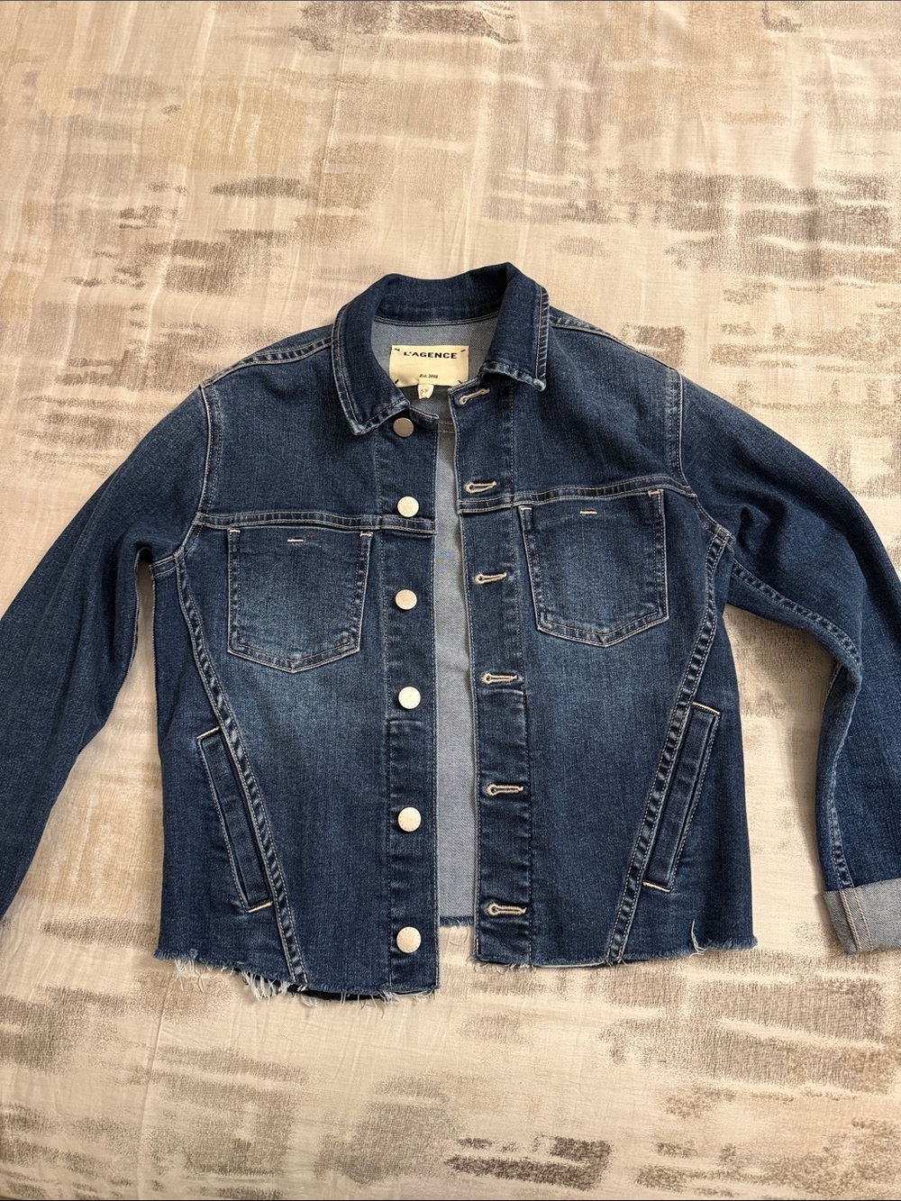 L'AGENCE Dark Blue Denim Jean Jacket